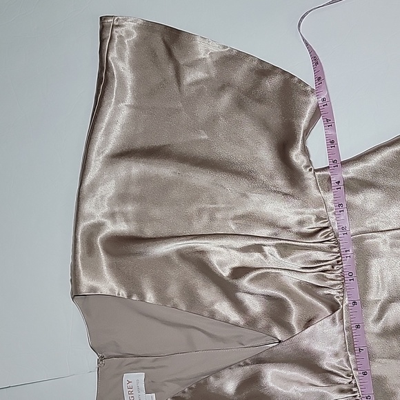 BIRDY GREYJESSE DRESS SHINY SATIN TAUPE DRESS/ SIZE  M. - Picture 9 of 14
